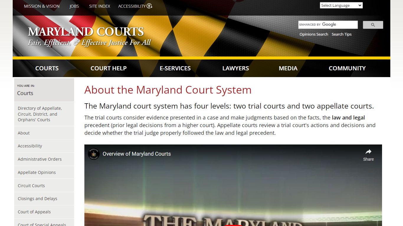 About the Maryland Court System | Maryland Courts